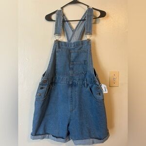 Blue Denim Short Overalls Jumpsuit
